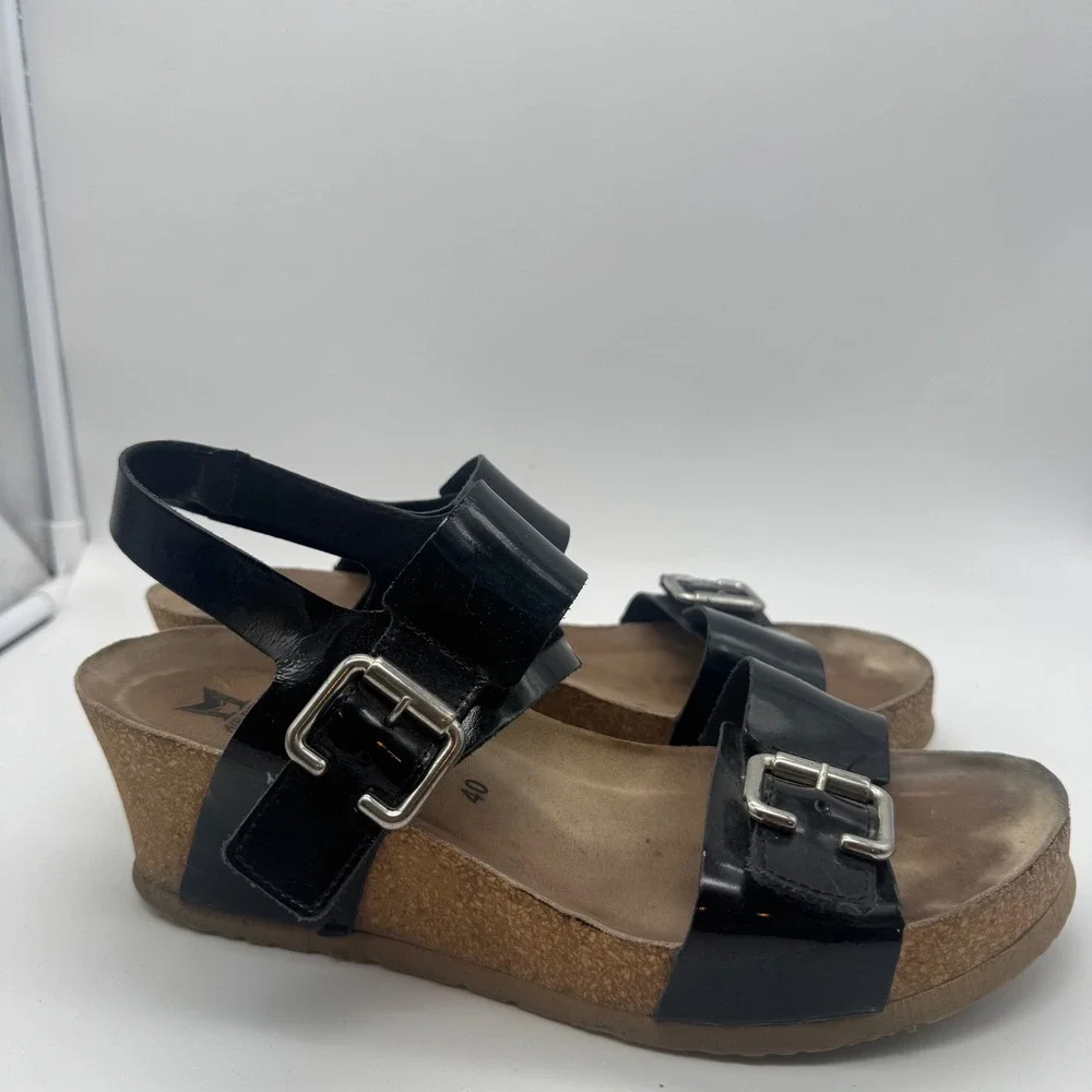 Mephisto‎ Women's Lissandra Black Patent Leather Wedge Size 40 Euro Read!!